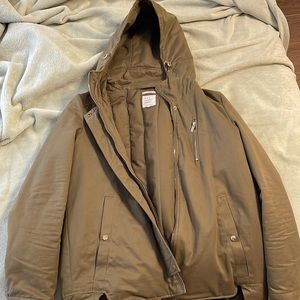 Zara forest green coat w/ hood